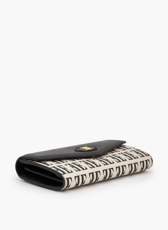 ELLE Monogram Print Wallet with Snap Button Closure - Image 5